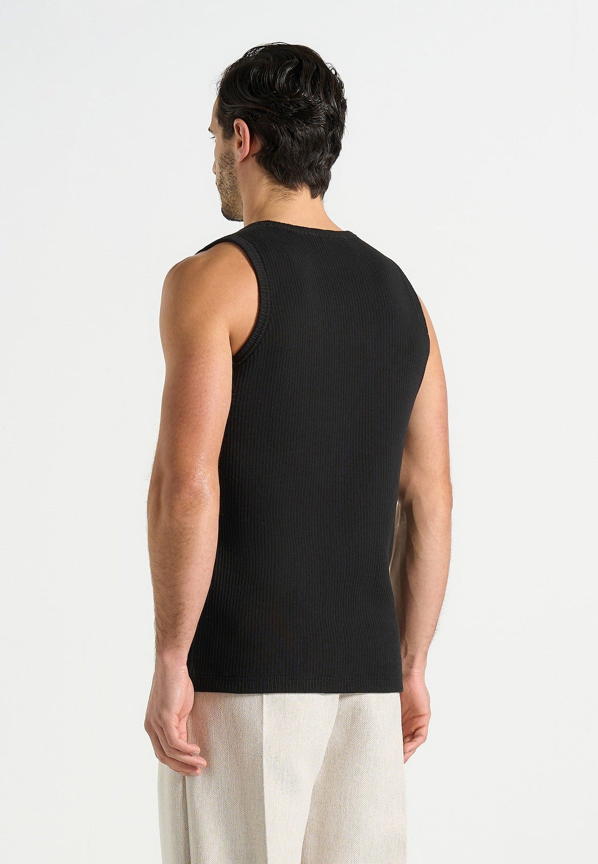 VS001 - Ribbed Cotton Tank Top - Black