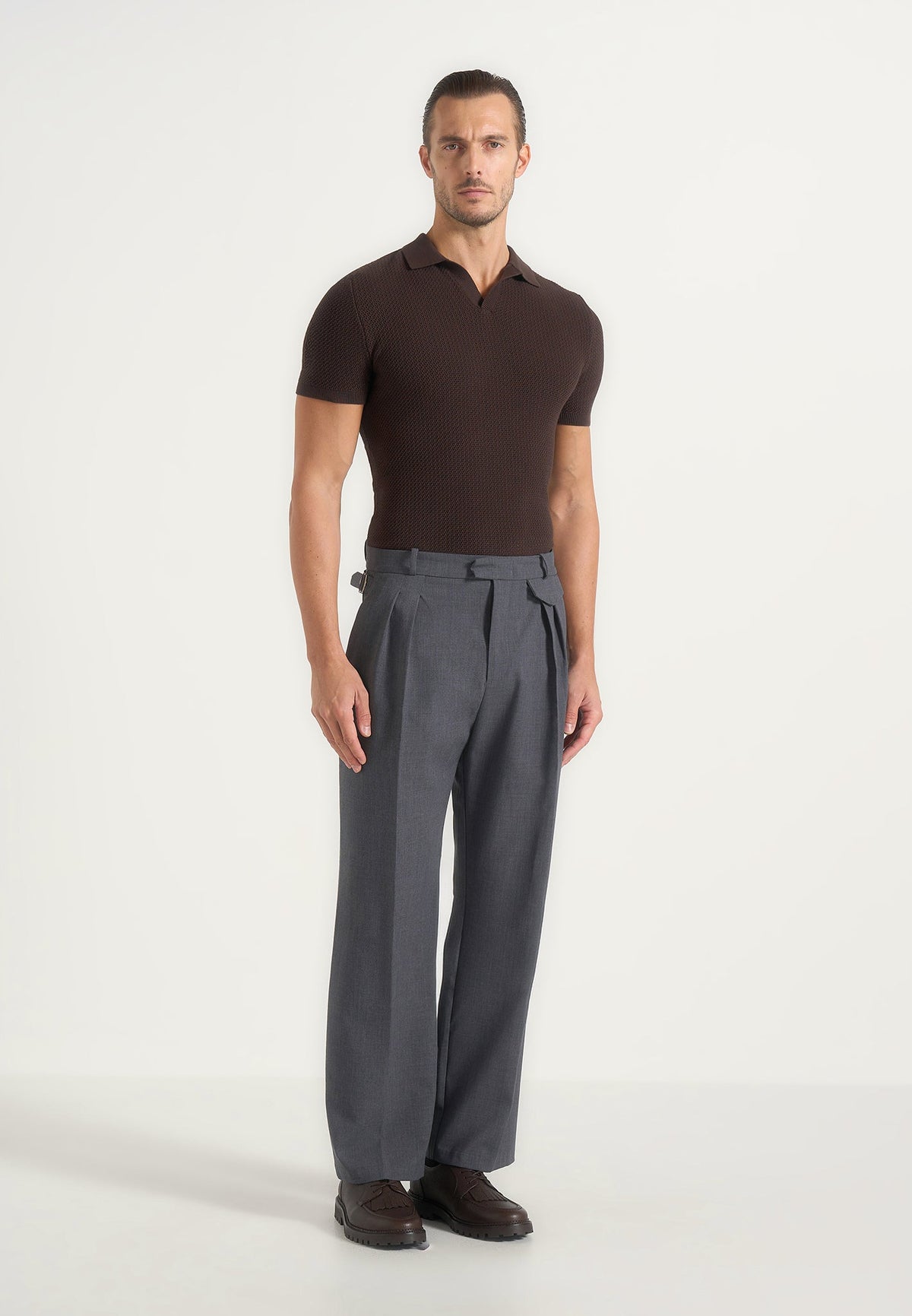 Pierre - Twin Pleat Tailored Wool-Blend Trousers - Grey