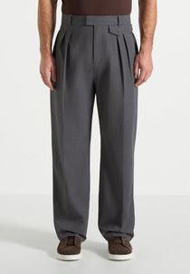 Pierre - Twin Pleat Tailored Pants - Grey
