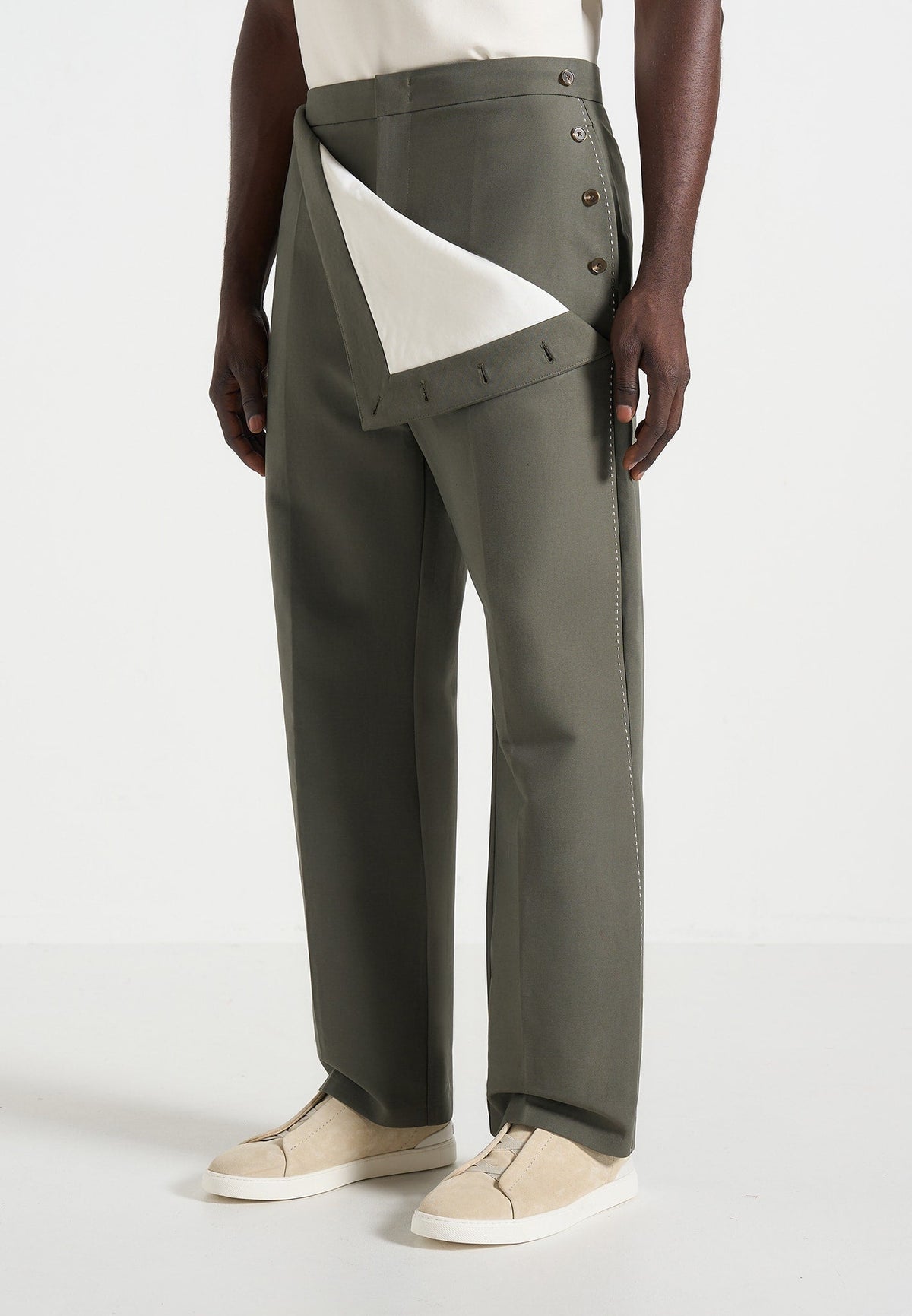 Henri - Foldover Pants - Olive