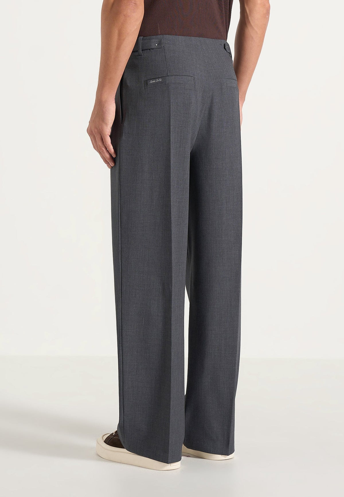 Lior - Box Pleat Wide Leg Wool-Blend Trousers - Grey
