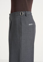 Lior - Box Pleat Wide Leg Wool-Blend Trousers - Grey