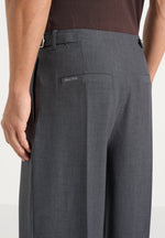 Lior - Box Pleat Wide Leg Wool-Blend Trousers - Grey