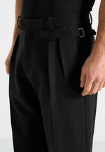 Pierre - Relaxed Fit Pleated Tailored Trousers - Black