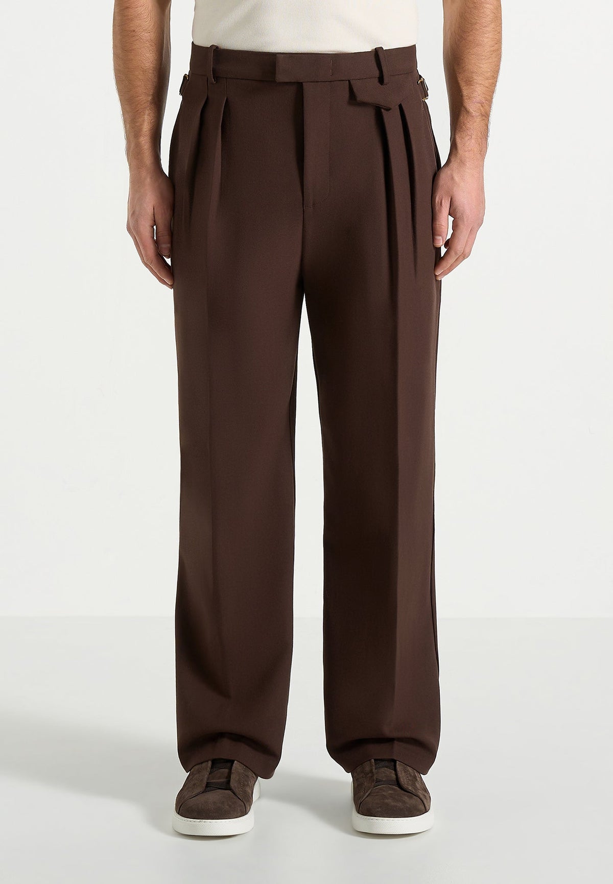 Pierre - Twin Pleat Tailored Pants - Brown