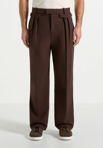 Pierre - Twin Pleat Tailored Pants - Brown