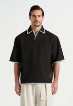 lenny-boxy-polo-shirt-with-whipstitch-detail-black