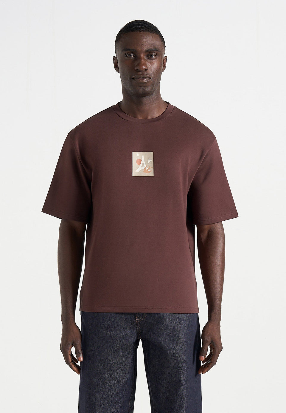 thibault-bird-detail-cotton-t-shirt-brown