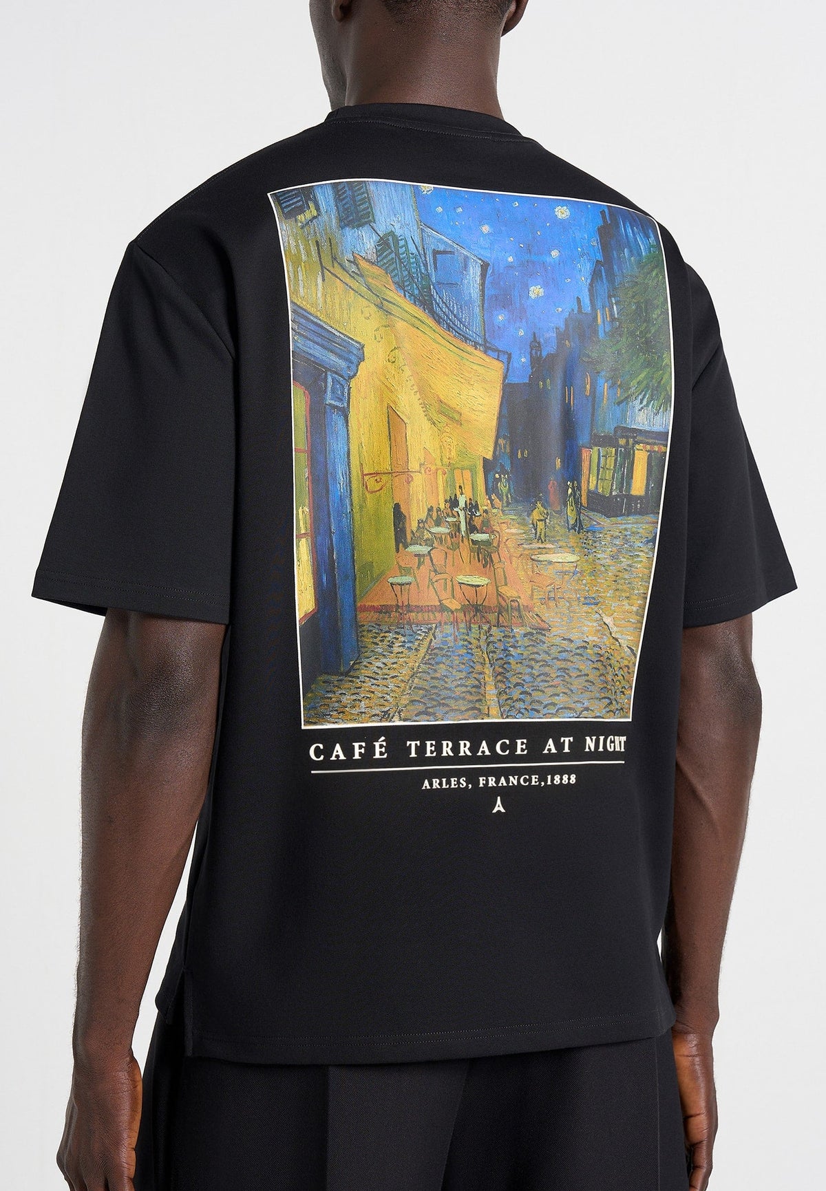 Anders - Cafe Terrace At Night Cotton T-Shirt - Black