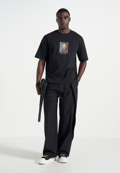 Anders - Cafe Terrace At Night Cotton T-Shirt - Black