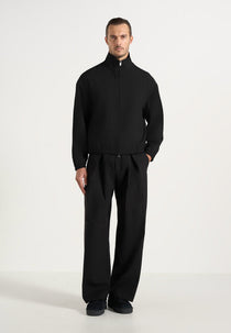 Ace - Boxy Cropped Wool-Blend Track Jacket - Black