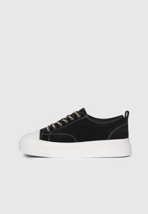 Vienna - Suede Contrast Stitch Sneaker - Black