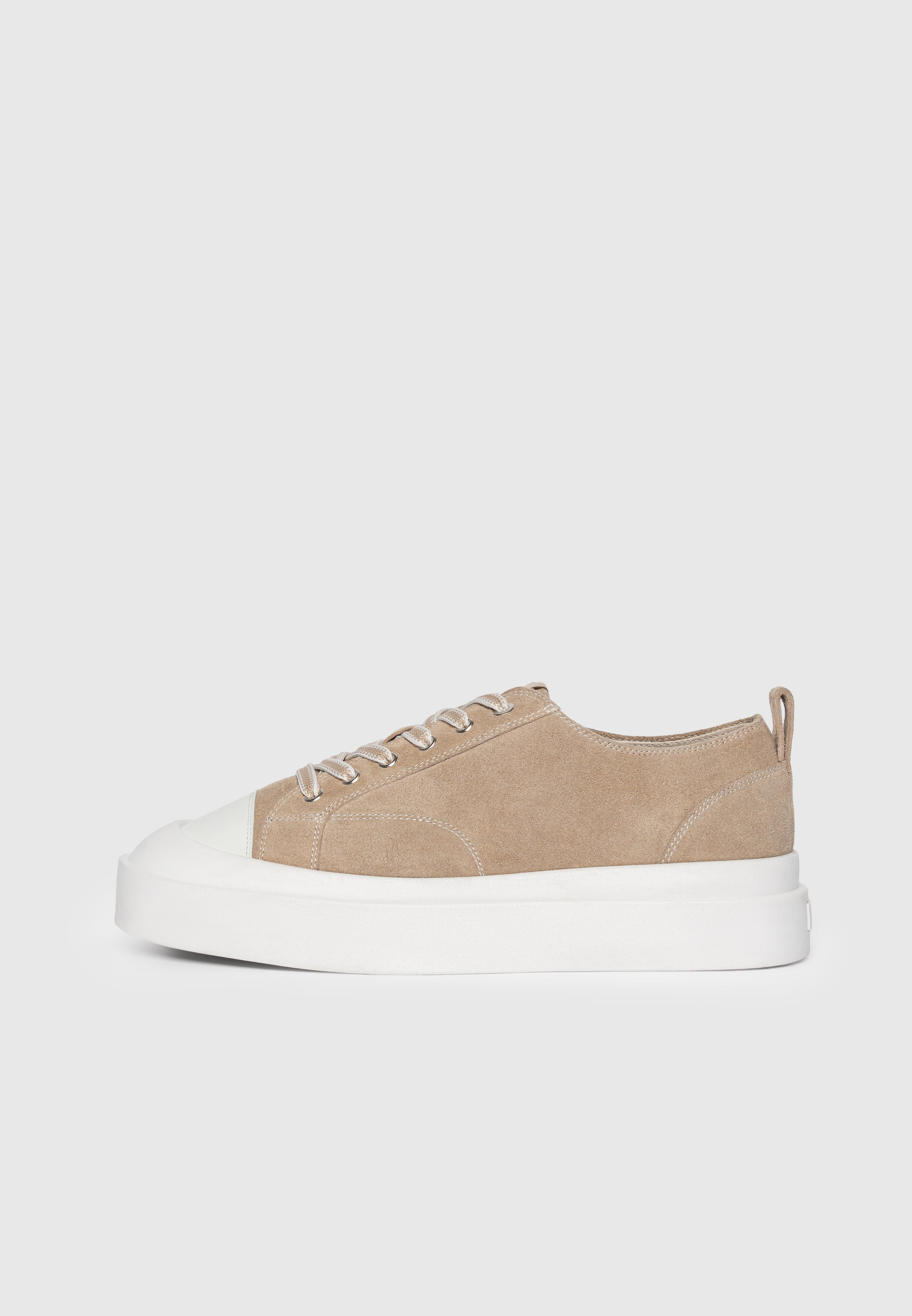 Vienna - Suede Contrast Stitch Sneaker - Beige 