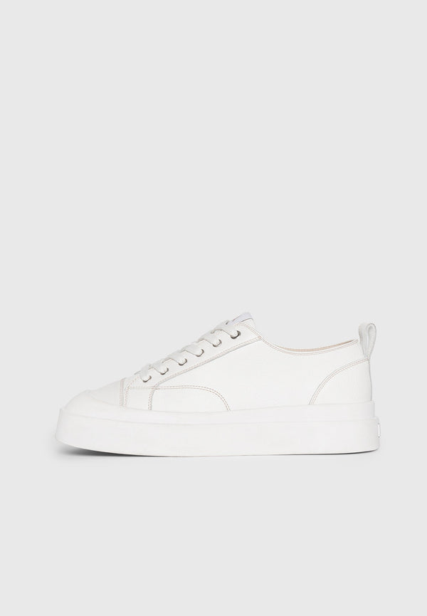 Men's Vienna - Leather Contrast Stitch Sneakers - White