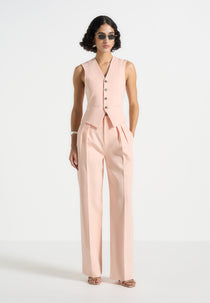 Julie - Tailored Twin Pleat Trousers - Peach