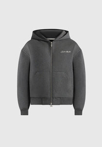 JS002 - Unisex Signature Relaxed Fit Zip Hoodie - Charcoal Grey