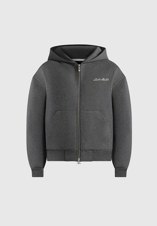 JS002 - Unisex Signature Relaxed Fit Zip Hoodie - Charcoal Grey