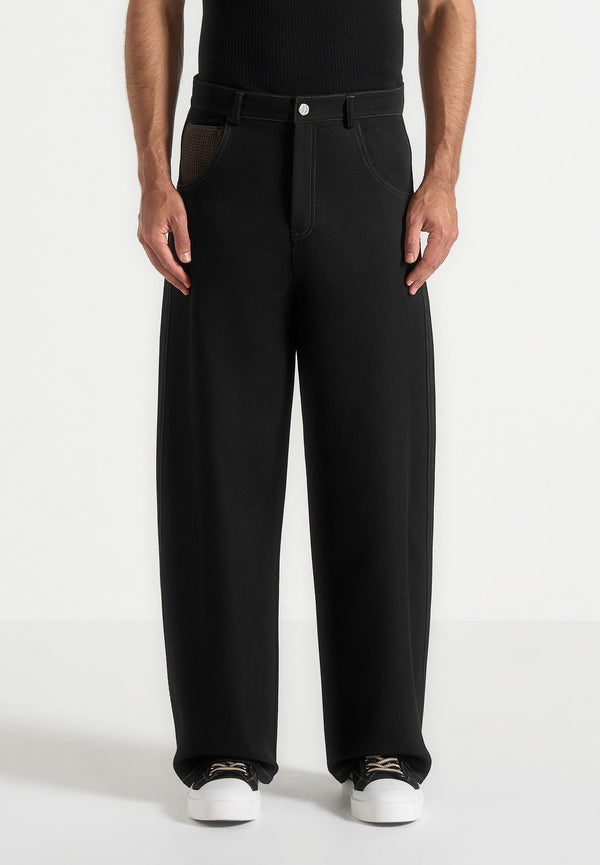 Lazare - Wide Leg Twill Jeans - Black