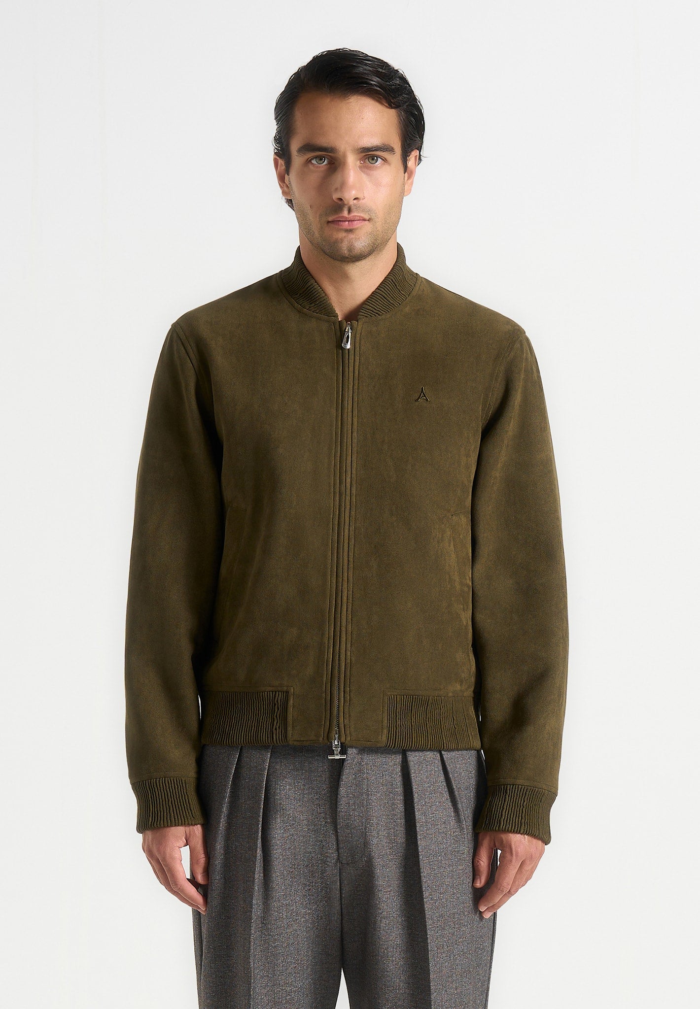 Arsène - Suede Bomber Jacket - Olive 