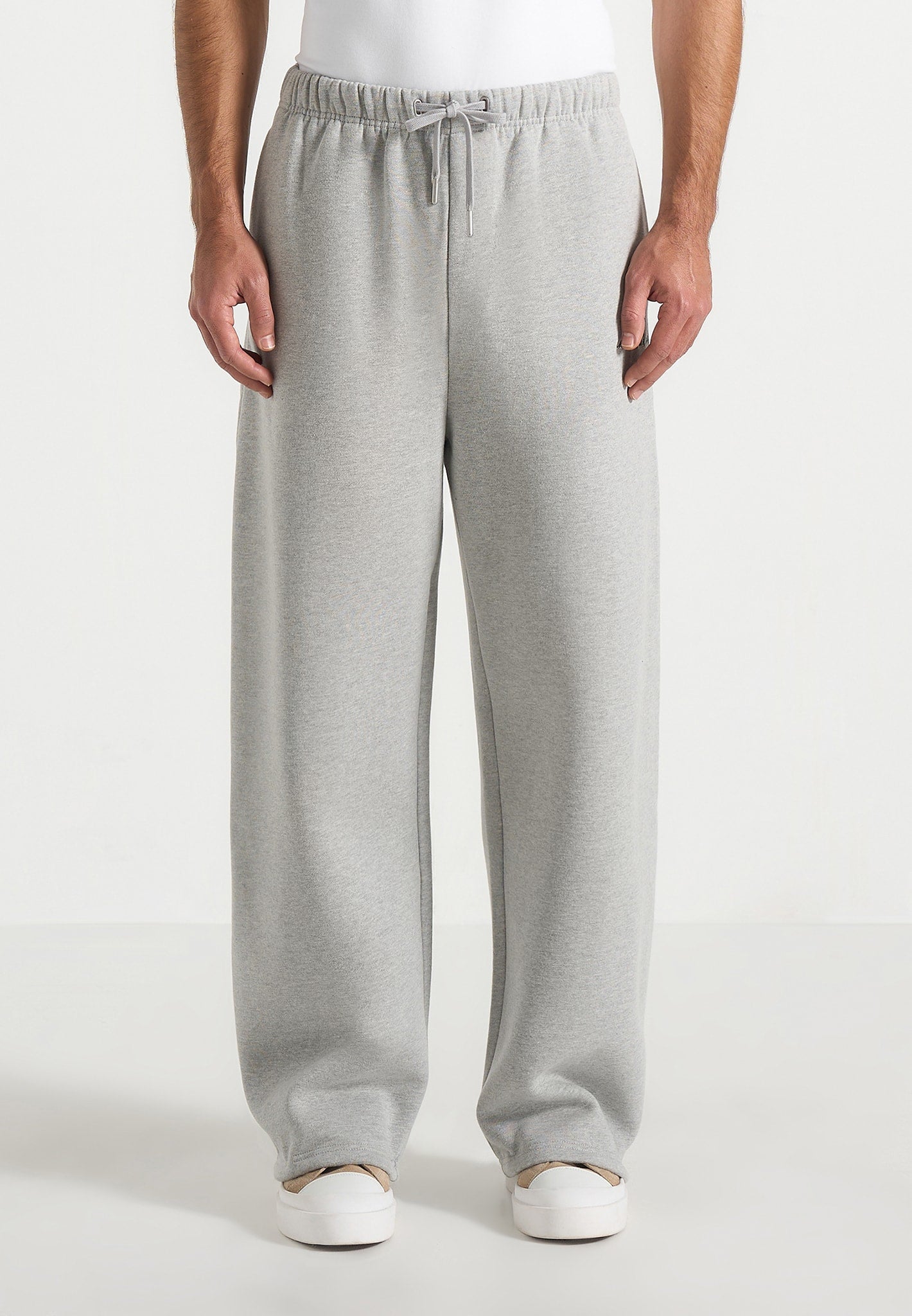 JS003 - Unisex Signature Wide Leg Joggers - Marl Grey