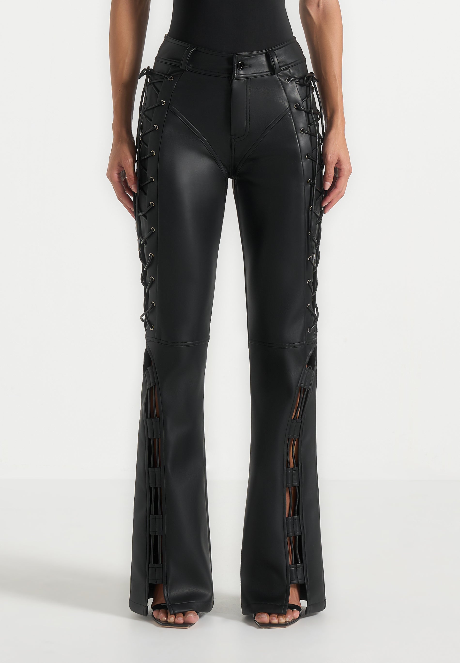 ambre-leather-lace-up-flared-trousers-black