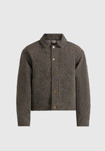 Damien - Boucle Denim Jacket With Back Pleat - Brown