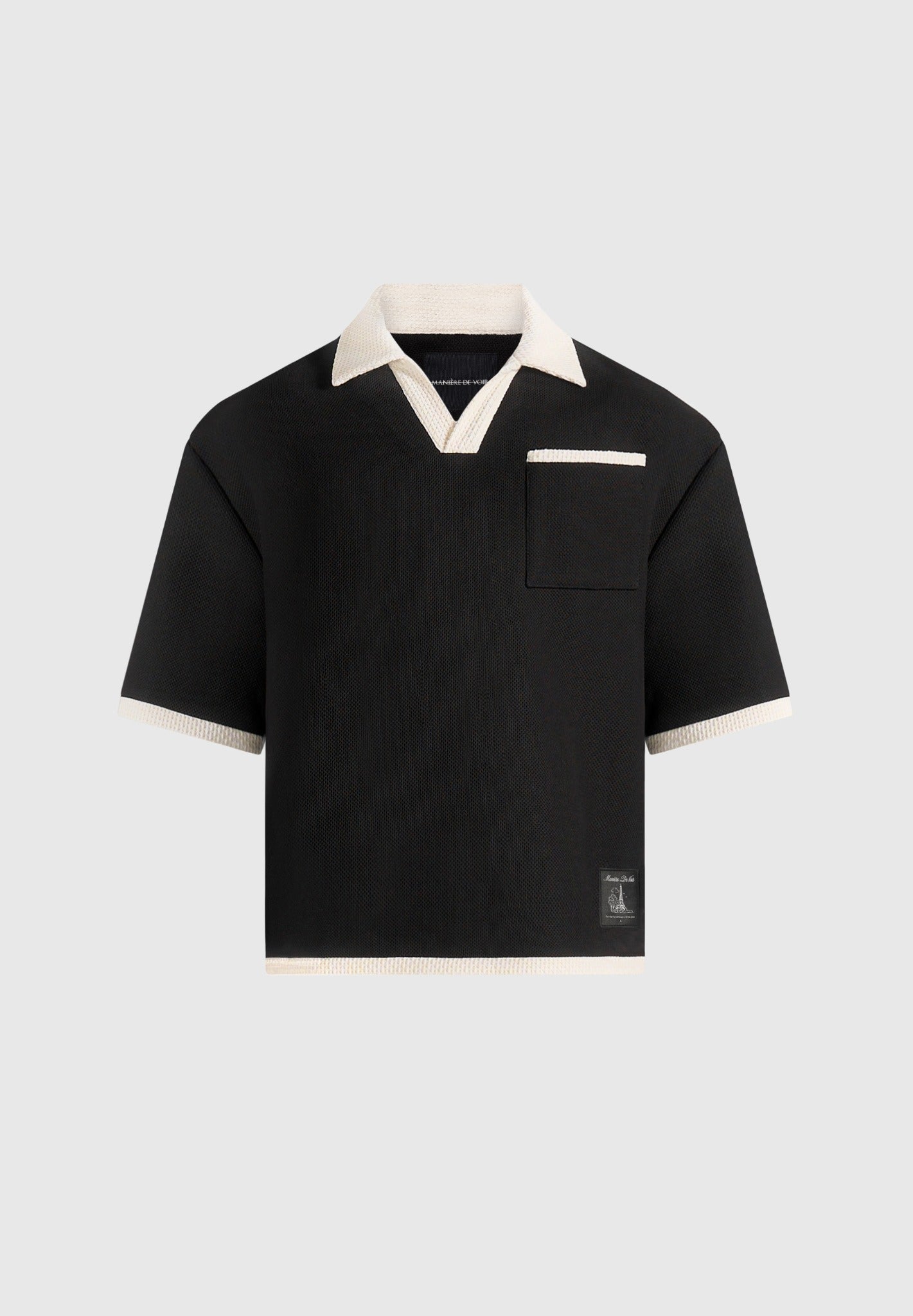 brice-boxy-crochet-detail-polo-shirt-black