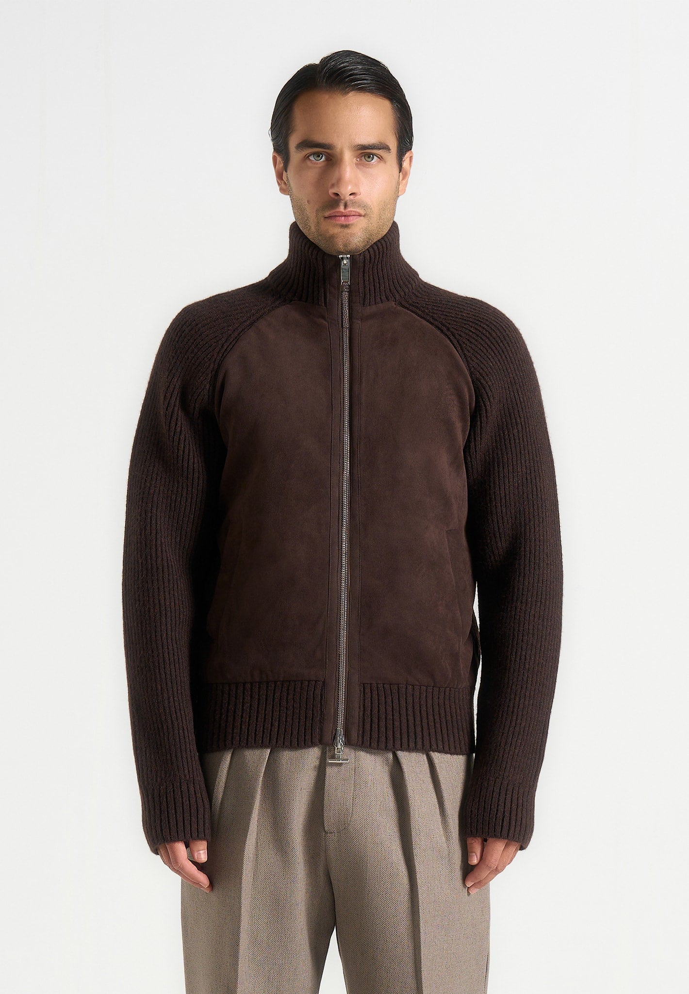 Rami - Suede & Knit Jacket - Brown