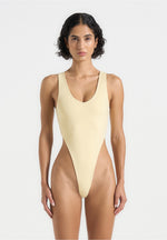 Noa - V-Neck Bodysuit - Pale Yellow