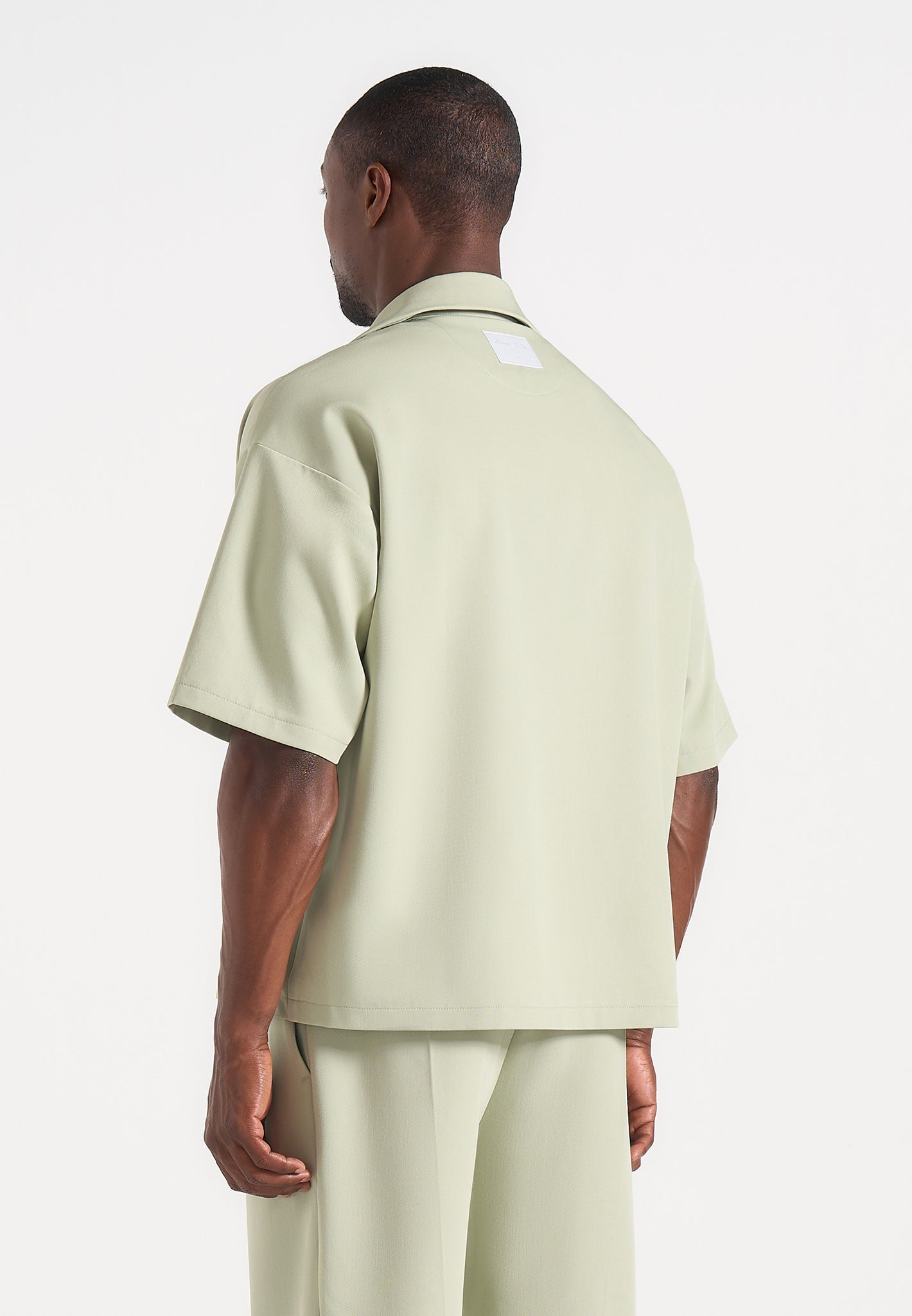 Abel - Boxy Double Breasted Tailored Shirt - Sage