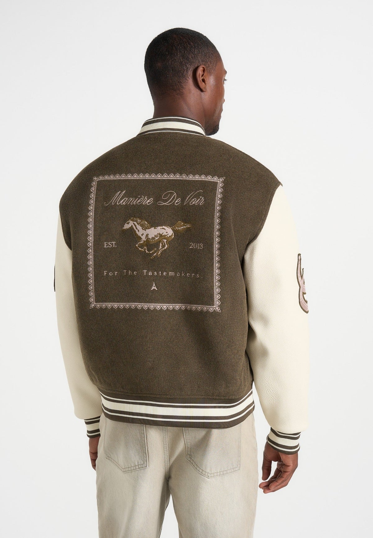 Equestrian Wool-Blend Varsity Jacket - Olive