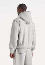 Ollie - Unisex Whipstitch Raglan Effect Zip Hoodie - Light Grey