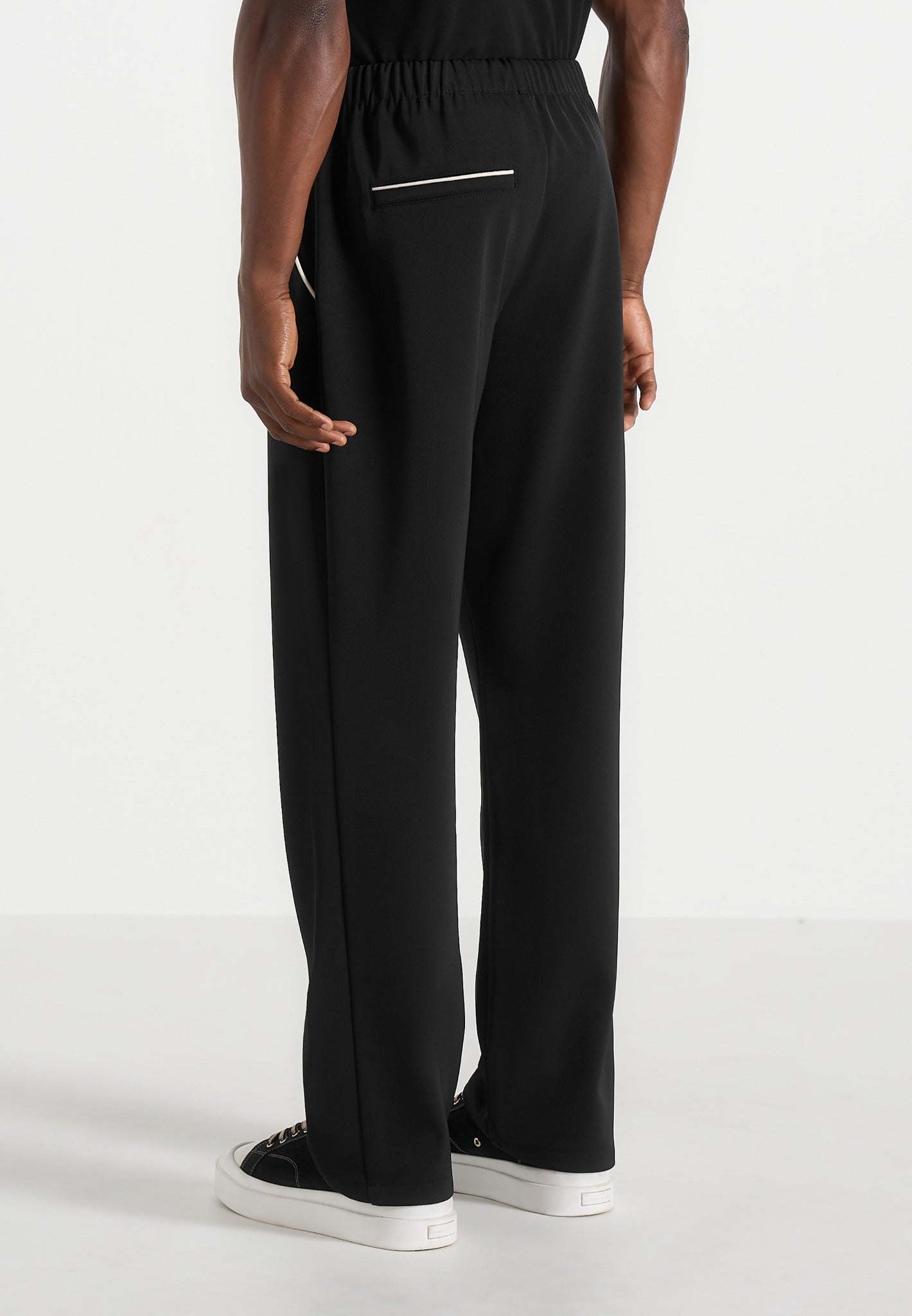 Signature Piped Track Pants - Black