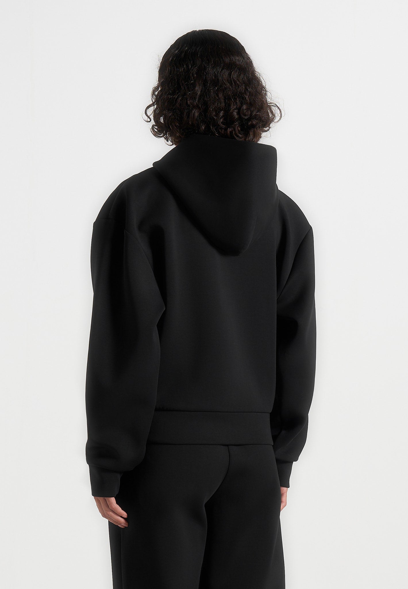 Ray - Unisex Neoprene Cropped Zip Hoodie - Black