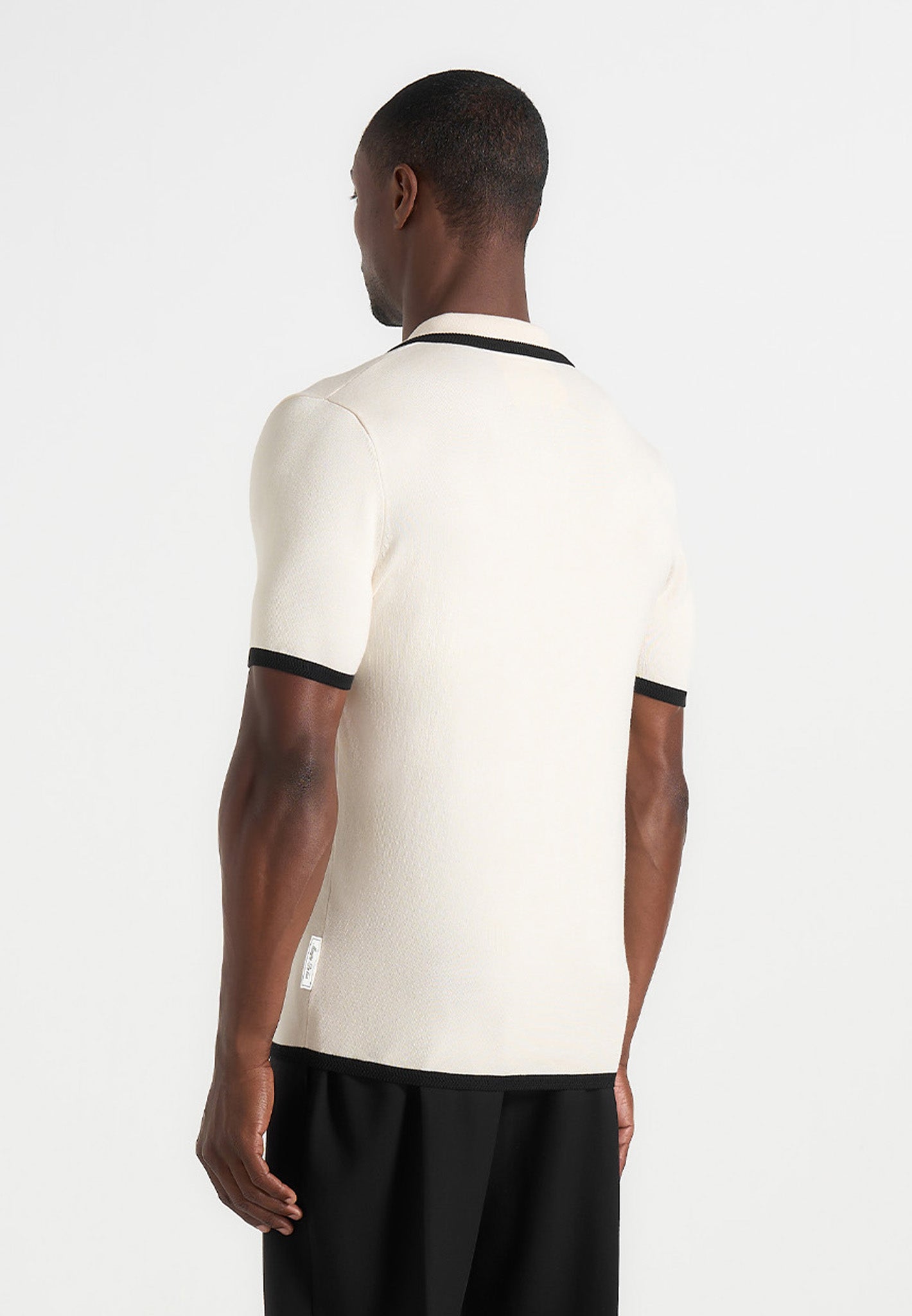 Lambert - Contrast Detail Knit Polo Shirt - Cream