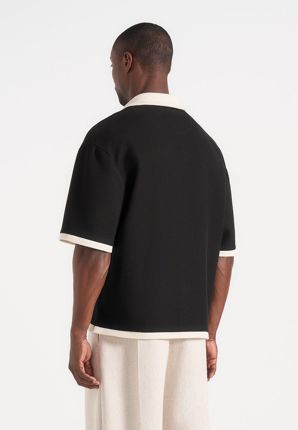brice-boxy-crochet-detail-polo-shirt-black