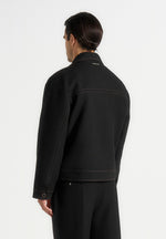 Mika - Unisex Tailored Double Breasted Jacket With Contrast Stitch - Black