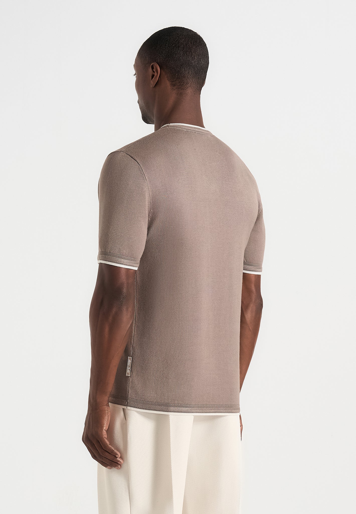 Wyatt - Contrast Knit T-Shirt - Mushroom
