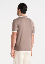 Lambert - Contrast Detail Knit Polo Shirt - Mushroom