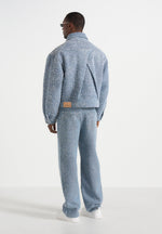 Damien - Boucle Denim Jacket With Back Pleat - Blue