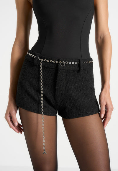 elina-tweed-mini-shorts-with-belt-black