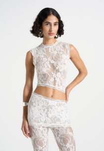 Eugenie - Lace Asymmetric Top - White