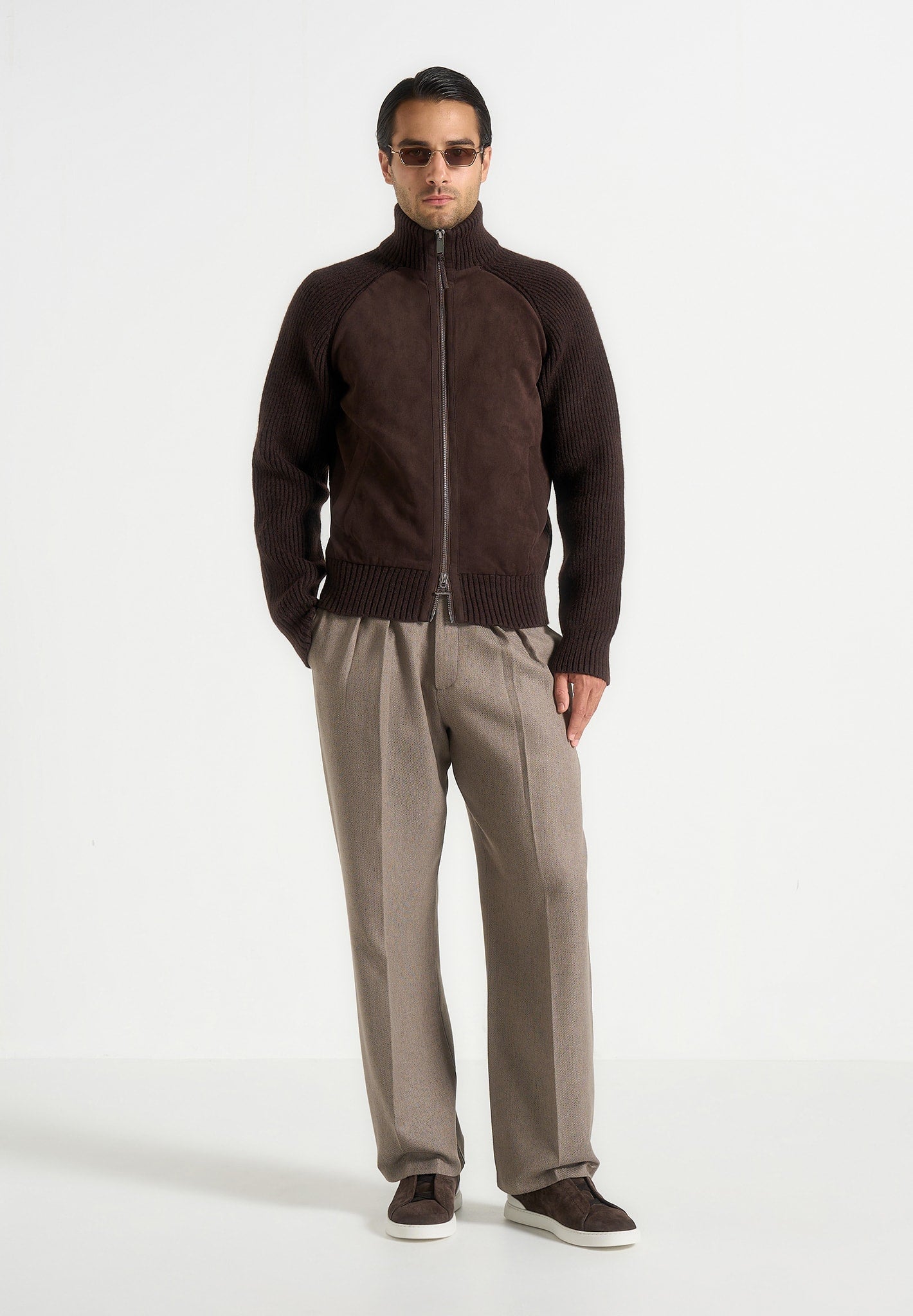 Rami - Suede & Knit Jacket - Brown