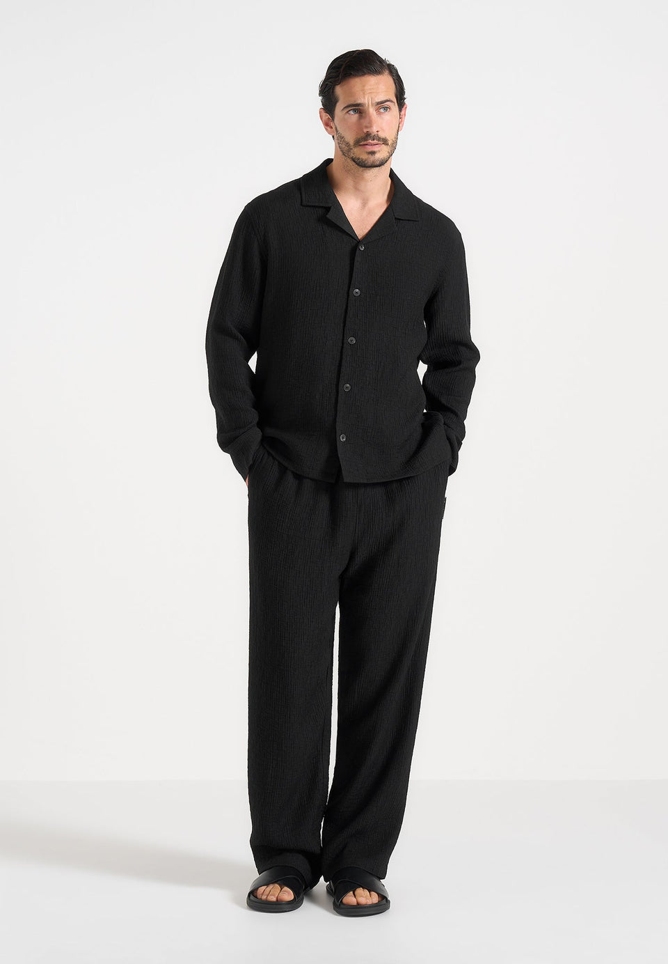 bailey-unisex-textured-long-sleeve-shirt-black