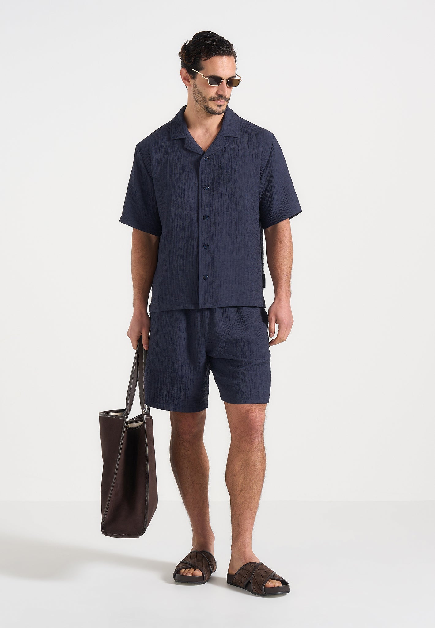 Harley - Unisex Textured Revere Shirt - Navy