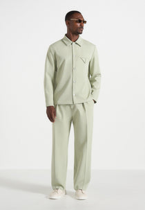 Leo - Hatched Tailored Overshirt - Sage