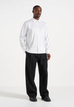 Carter - Unisex Oversized Satin Shirt - White