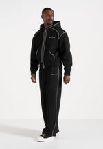 Morgan - Unisex Whipstitch Regular Joggers - Black