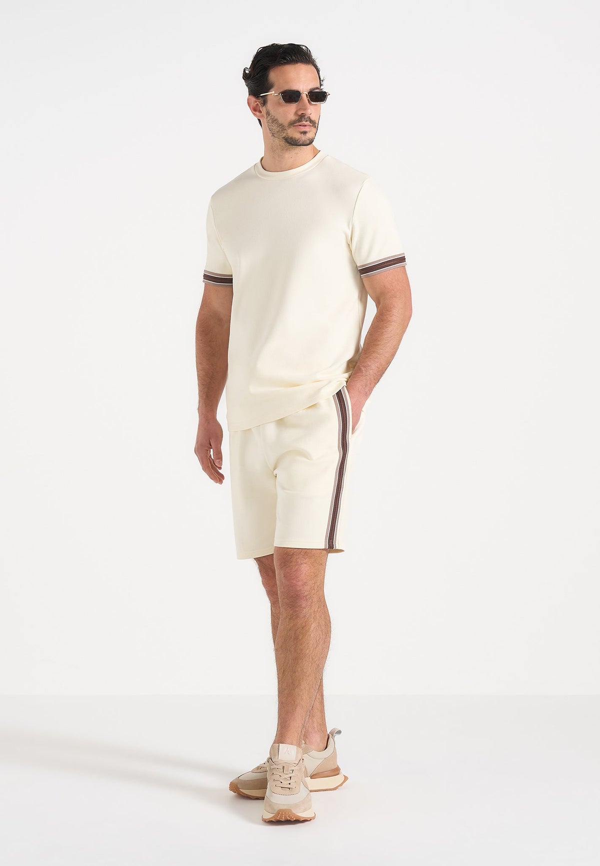 Taylor - Taped Cotton Shorts - Cream