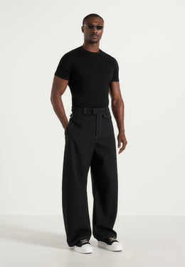 marceau-contrast-stitch-barrel-leg-trousers-black